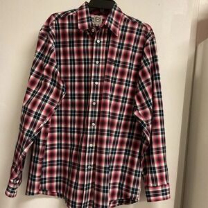 Cinch Men's Red Black Plaid Long Sleeve Button Down Western Shirt SIZE Large
